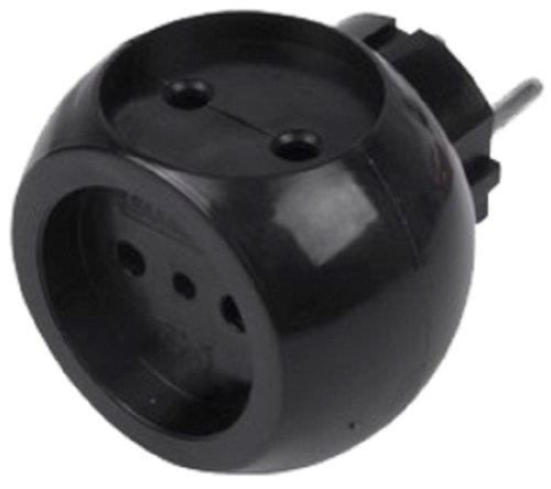 Разветвитель (Тройник) без заземления Rexant Шар 3-м 6А 2200 Вт черный картинка 